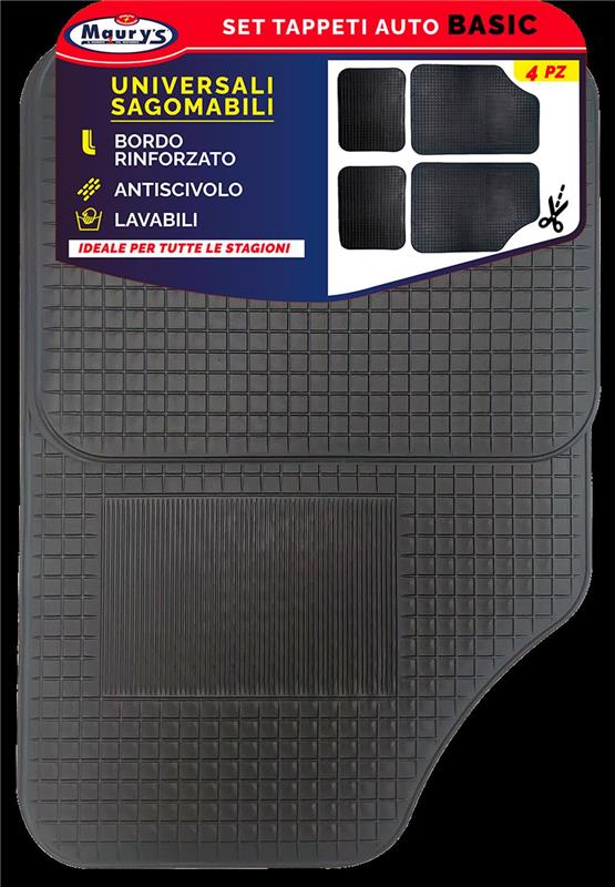 MAURY'S SET TAPPETI AUTO BASIC UNIVERSALI SAGOMABILI 4PZ IN P