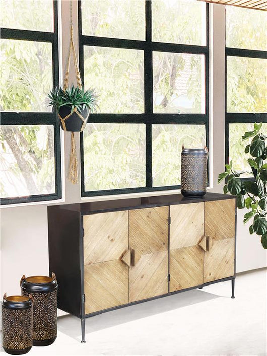 MOBILE DEREK CON 3 ANTE E UN RIPIANO IN LEGNO 147 X 44 X H85 CM OKX