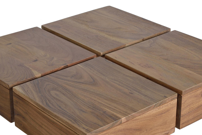 Tavolino in legno di acacia e metallo