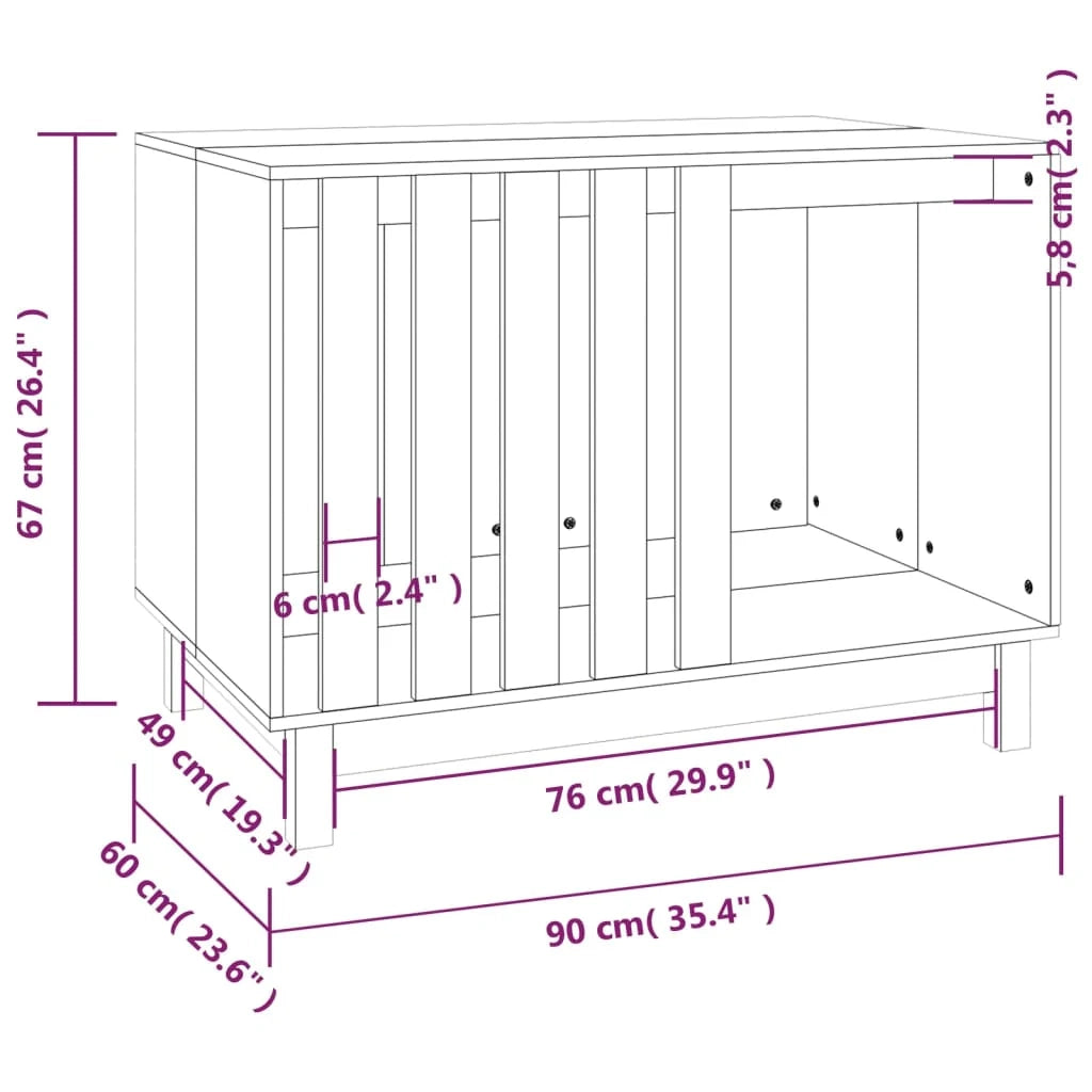 Cuccia per cani 90 x 60 x 67 cm in legno massello di pino marrone 02_0043458