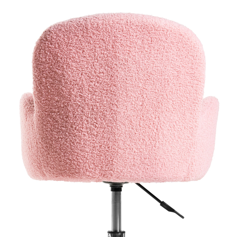 Sedia da ufficio girevole con altezza regolabile in tessuto boucle rosa stile moderno retrò ufficio di casa