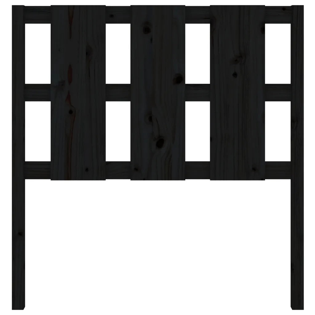 Testiera per Letto Nera 95,5x4x100 cm in Legno Massello di Pino