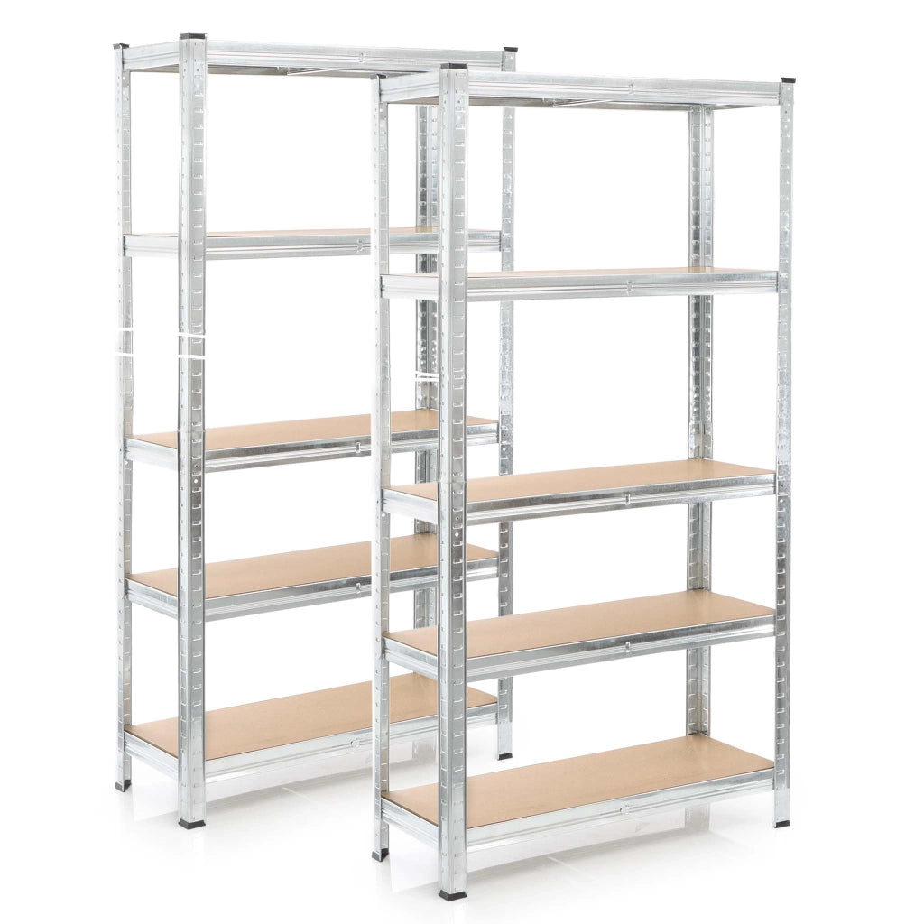 Set 2x scaffali a incastro per carichi pesanti 180x90x40cm Max 875kg l’uno Acciaio 5 ripiani
