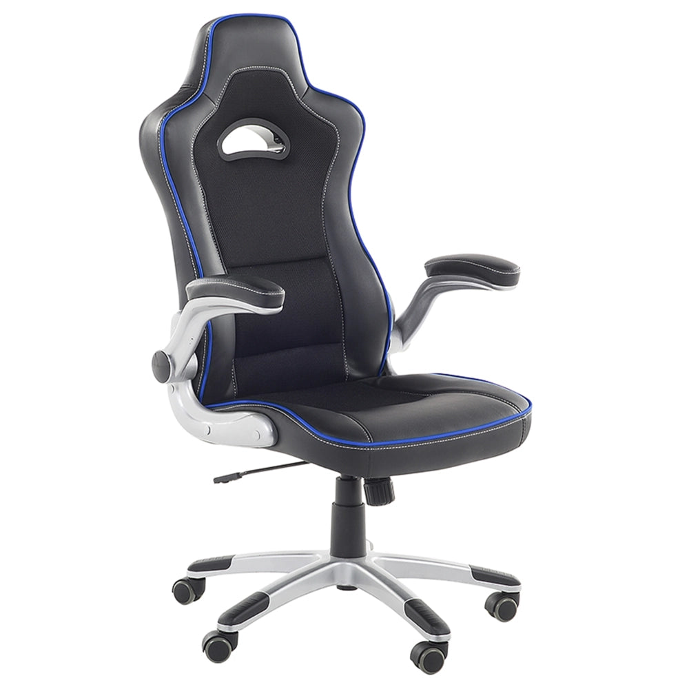 Sedia da ufficio Girevole in ecopelle nera con ruote regolabili in altezza ergonomica moderna