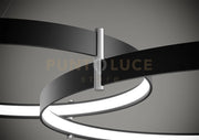 ANELLO LAMPADARIO A SOSPENSIONE DOPPIO NERO VERNICIATO 3000K 6033LM 80W DIMMERABILE d.55cm-d.78cm