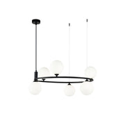 Maytoni Lampadario contemporaneo Ring 6 luci G9 nero metallo diffusore vetro