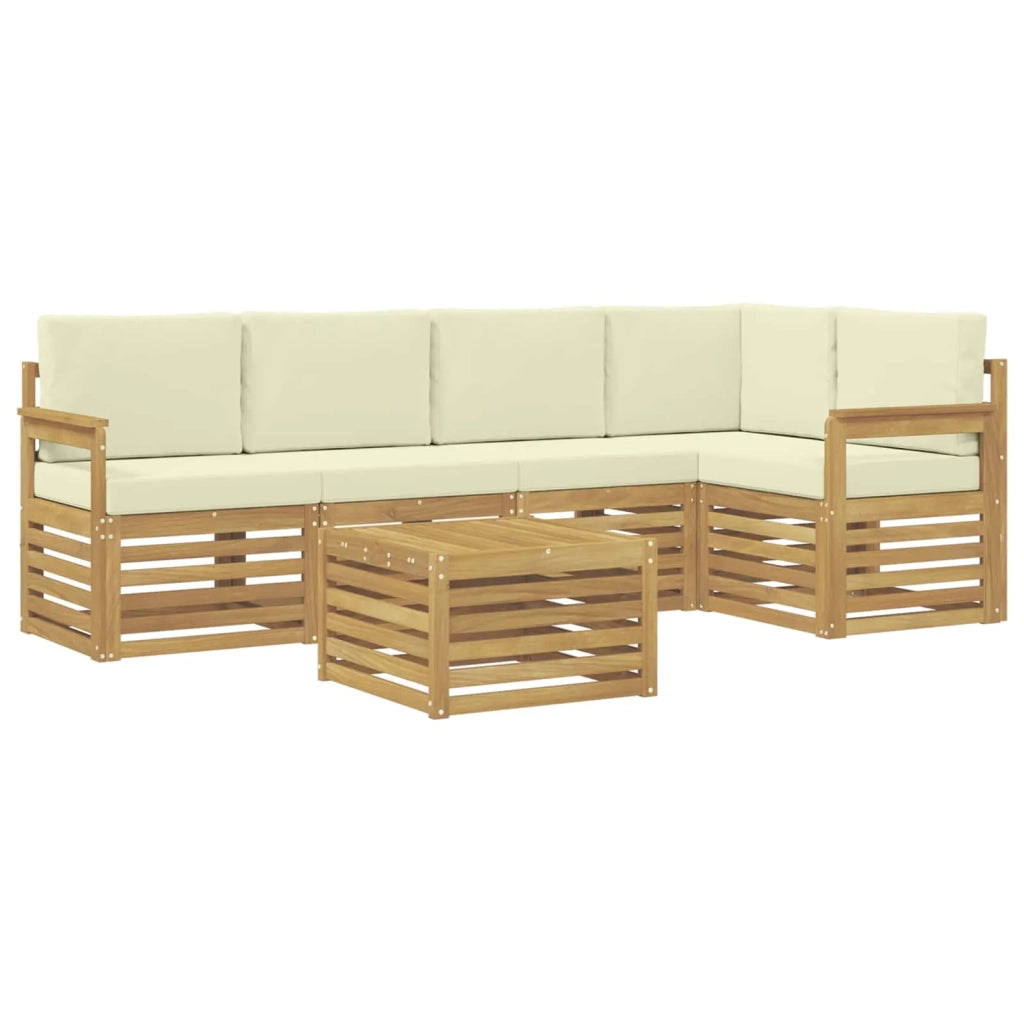 Set di divani da esterno 6 pcs Bianco e Crema 59 x 59 x 37 cm