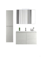 Mobile da Bagno Sospeso con Lavabo 80 cm e Specchio Bali Two Bianco Frassino