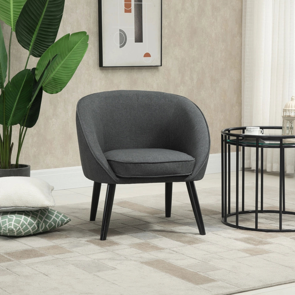 Poltrona relax tessuto effetto lino gambe legno ¨C Xylo ¨C grigio
