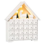 Calendario dell'Avvento in Legno con 24 Cassetti e Luci LED ¨C zephmum ¨C Bianco 39x9x42 cm