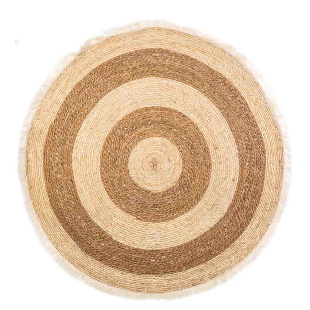 Tappeto marrone in fibra naturale intrecciato a mano d120x1h
