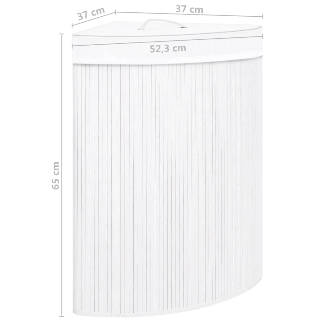 Cesto portabiancheria angolare in bambù 60 litri bianco 02_0006150