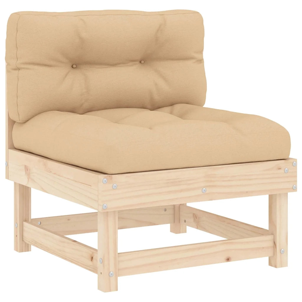 Divano Centrale con Cuscini-Sofa Modulare-Divanetto in Legno di Pino 429922