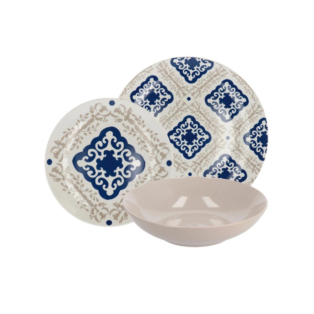 Servizio di Piatti da Tavola in Ceramica Color Romb 18 Pezzi