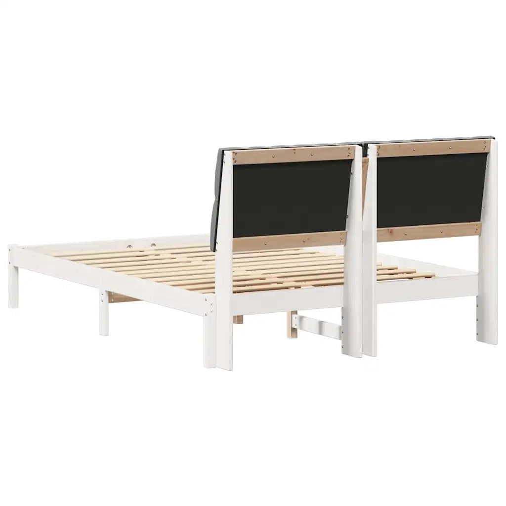 Letto con Testiera Rivestita con testiera Bianco 150 x 200 cm 3394397
