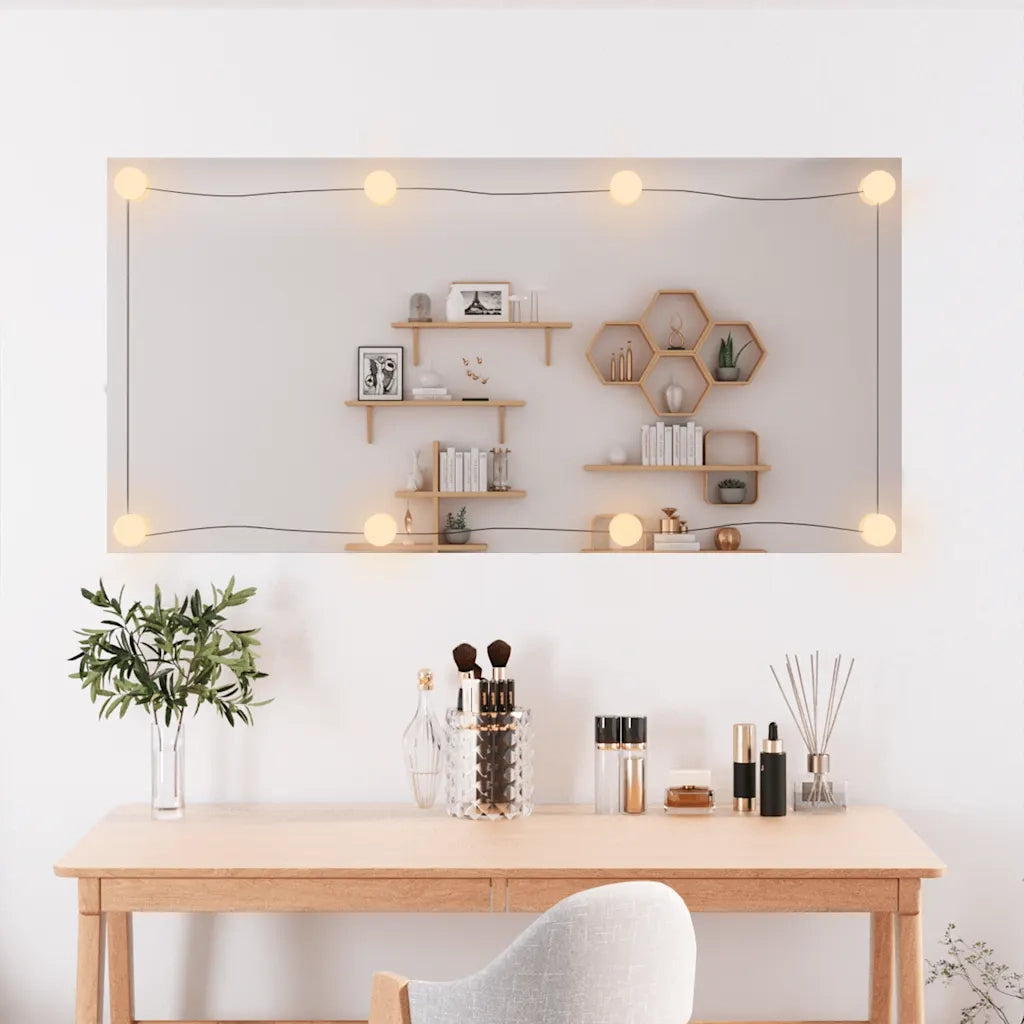 Specchio da Parete con Luci LED-Specchio a Muro-Specchio Decorativo 50x100 cm Vetro Rettangolare