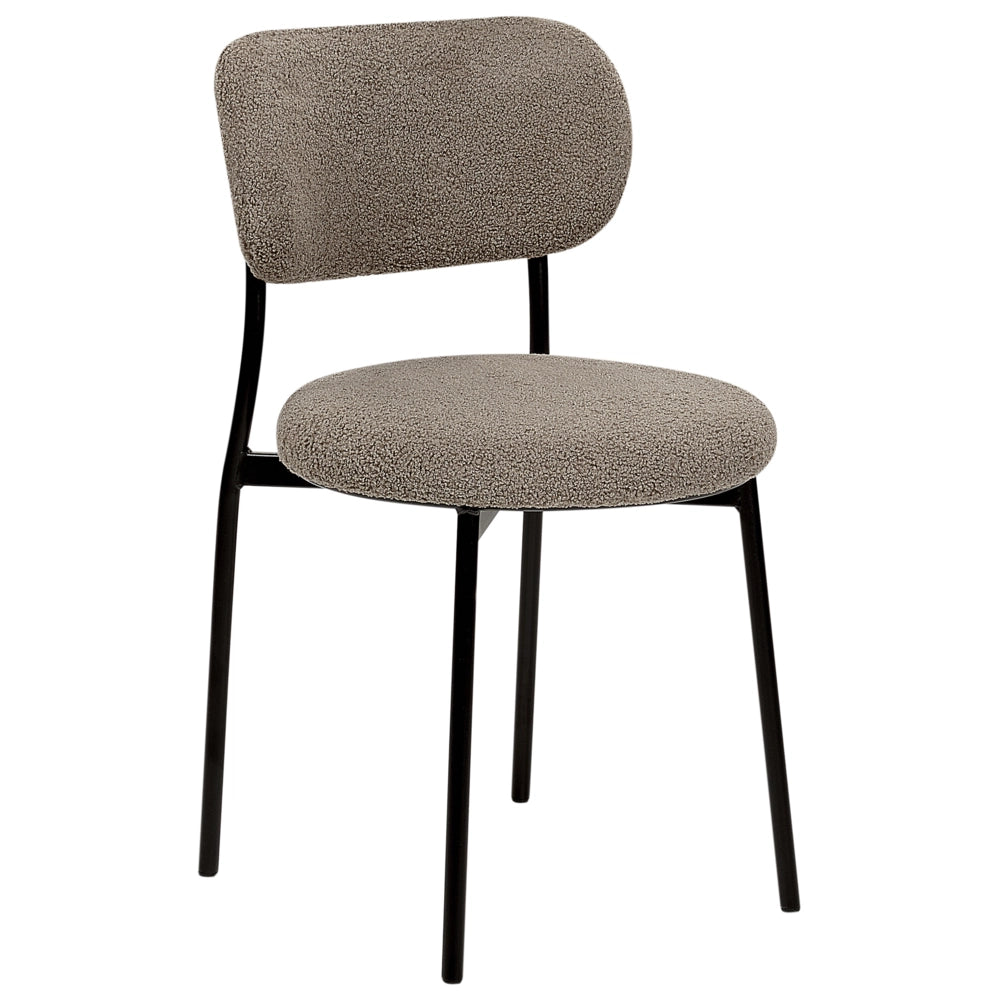Set di 2 sedie in tessuto bouclè tortora senza braccioli con gambe in metallo Casey per la sala da pranzo Cucina