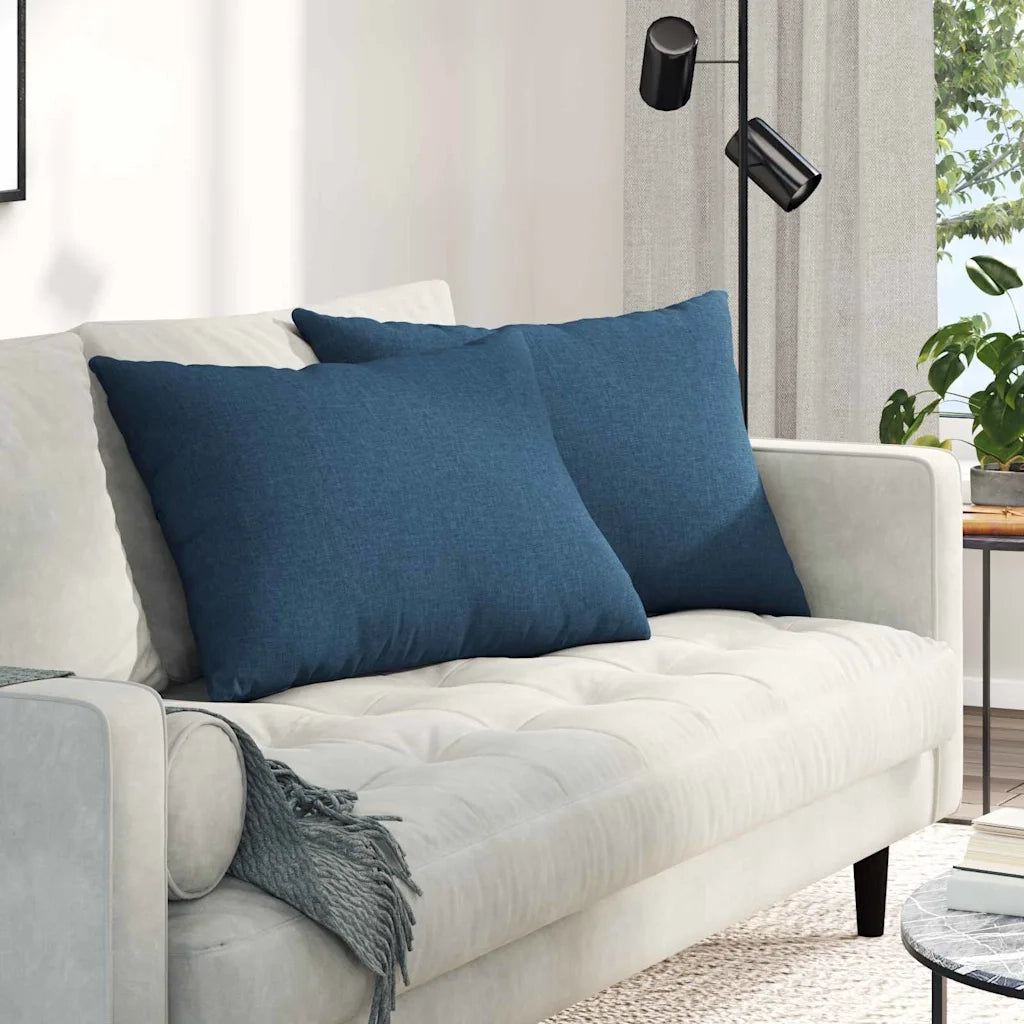 Cuscini da Divano 2 pz-Set di 2 Cuscini per Sofa Blu 70 x 50 cm Tessuto