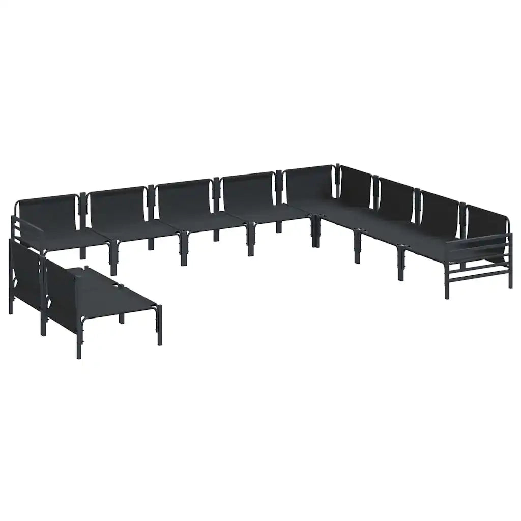 Set Divano da Giardino con cuscino 10 pcs Nero Acciaio 3378998