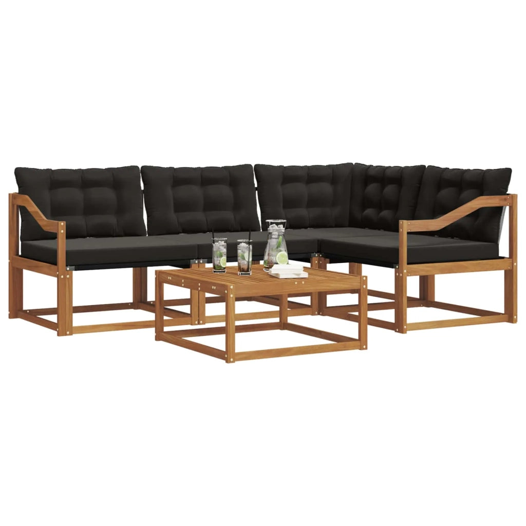 Set di divani da esterno con cuscino 5 pcs Naturale e Nero 3369443