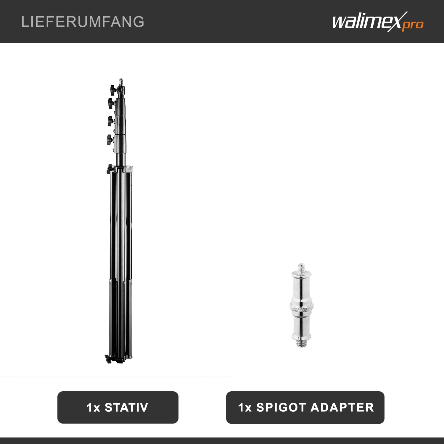 AIR 380 Deluxe Stativo per luci, altezza max 380 cm, cavalletto fotografico per flash con capacità di carico di 15 kg, treppiede per studi fotografici e outdoor