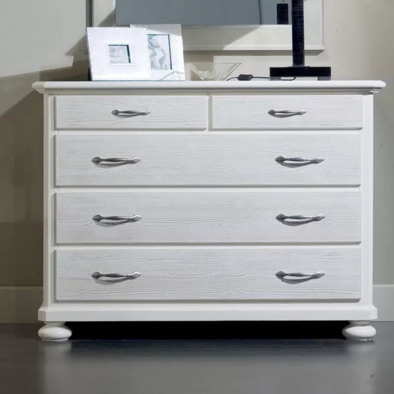 Como 5 cassetti in legno bianco spazzolato l.118 p.52 h.99 (2214) - Mobili 2G