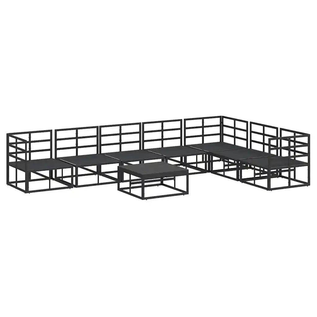 vidaXL Set Divano da Giardino con cuscino 8 pcs Nero Alluminio
