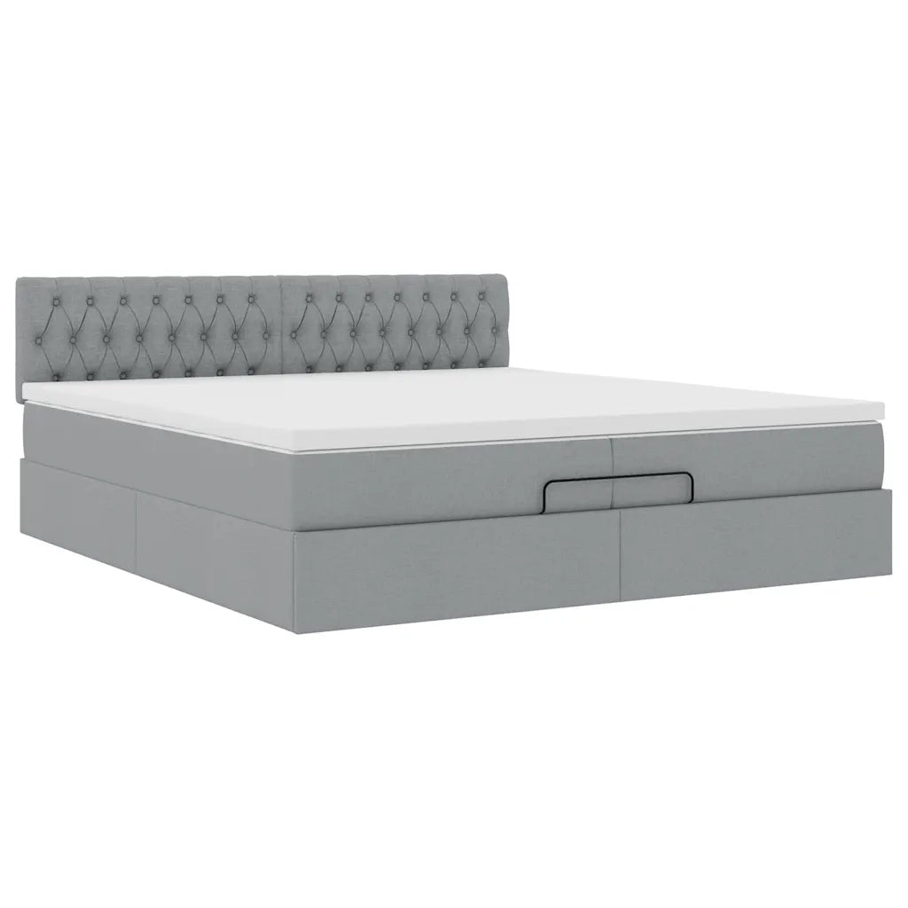 Struttura Letto Pouf con Materassi 200x200 cm in Tessuto 3312416