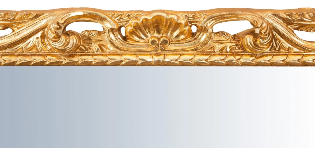 Biscottini Specchiera da parete verticale/orizzontale in legno finitura foglia oro anticato L94xPR6,5xH114 cm Made in Italy