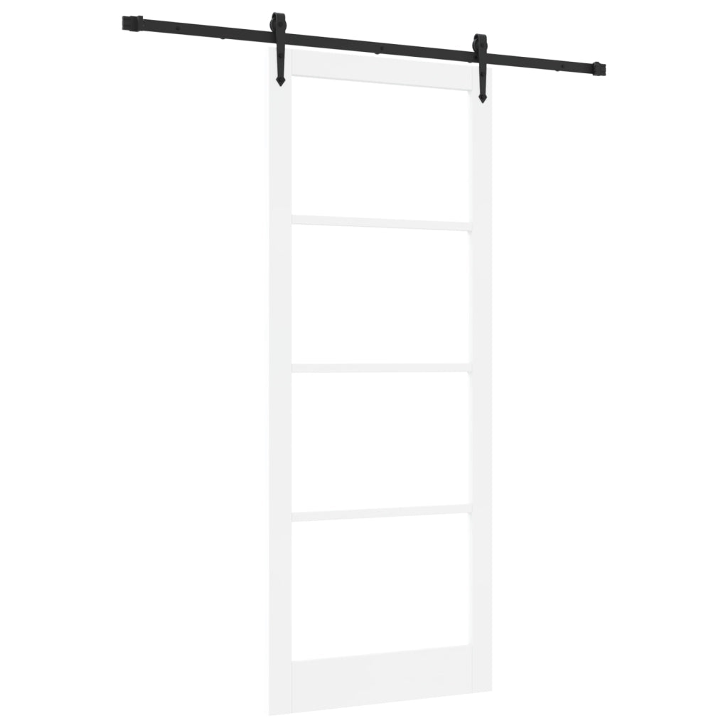Porta Scorrevole con Set di Accessori Bianchi 93x232 cm Legno Massello di Pino