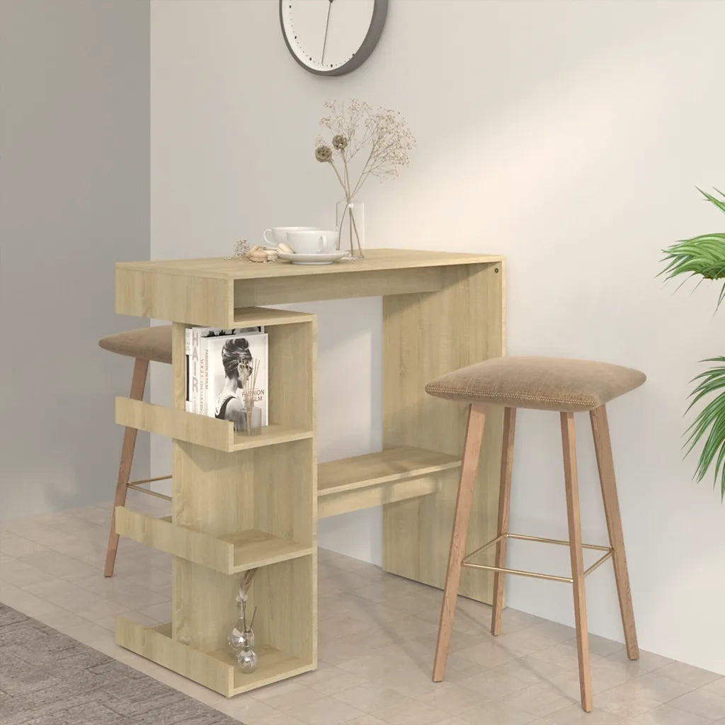Tavolo Bar con Ripiani Rovere Sonoma 100x50x101,5 cm Truciolato 809452
