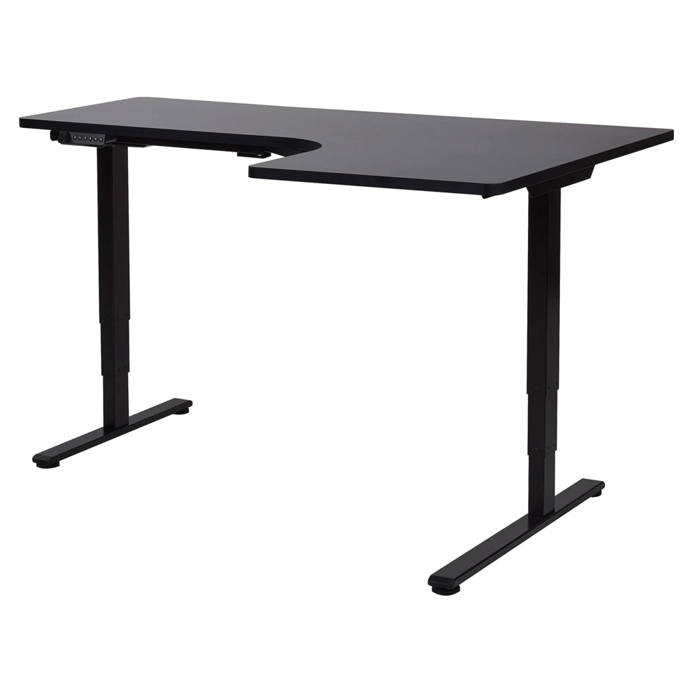 Scrivania elettrica regolabile ad angolo retto moderna a forma di L 160 x 59 cm Piano nero lato destro stile moderno