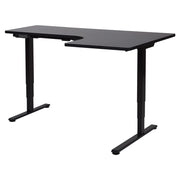 Scrivania elettrica regolabile ad angolo retto moderna a forma di L 160 x 59 cm Piano nero lato destro stile moderno