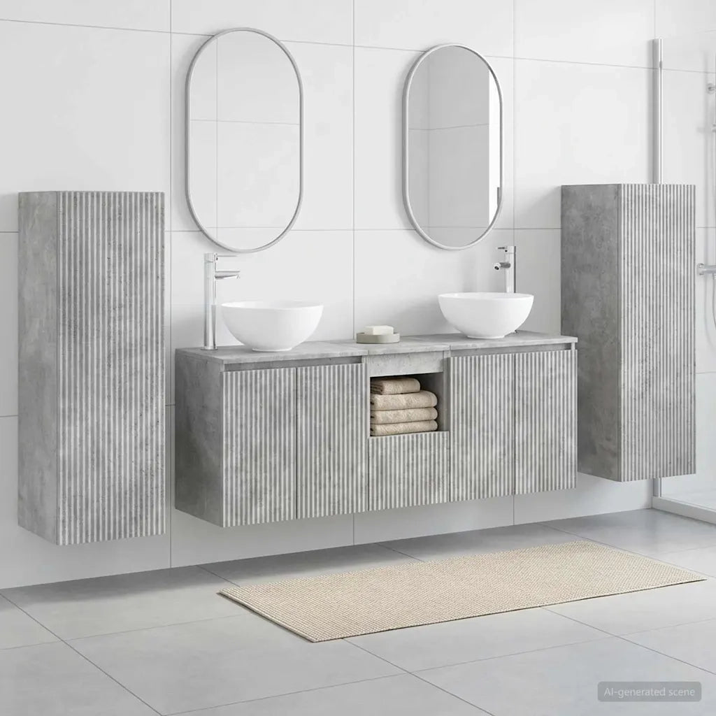 Set di mobili per il bagno 5 pz Grigio Cemento 3405986