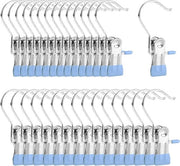 Hanger per scarpe da 30 pezzi - Mini-hanger per abbigliamento con appoggio asciugamano senza cucire - Hanger per calze con appoggio asciugamano - Metallo blu

 Specifiche tecniche:
 - Materiale: Metallo
 - Colore: Blu