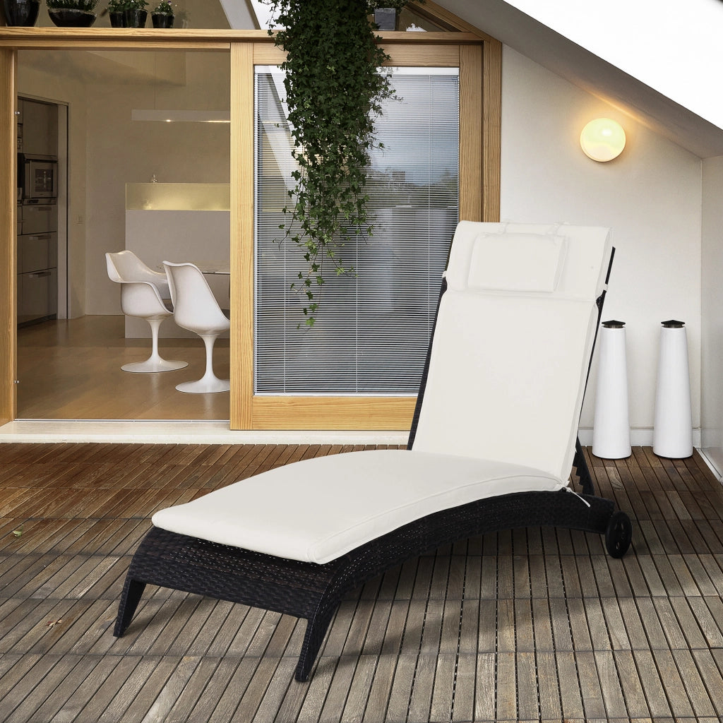 Easycomfort Cuscino per Sdraio Lettino Prendisole da Giardino 198x53x5cm Bianco Crema