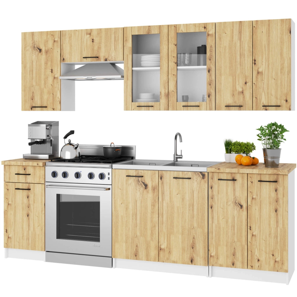 Vetrina da cucina sospesa Bianca 80 cm 2 porte Colore frontale Quercia Artigiana 80x30,5x72 cm