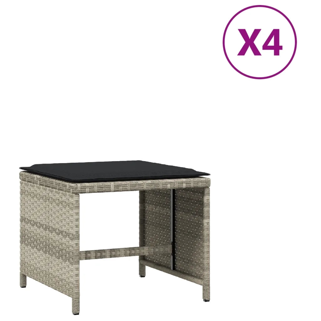 Sgabelli Giardino Cuscini 4 pz Grigio Chiaro 40x40x35 Polyrattan CFW9209071
