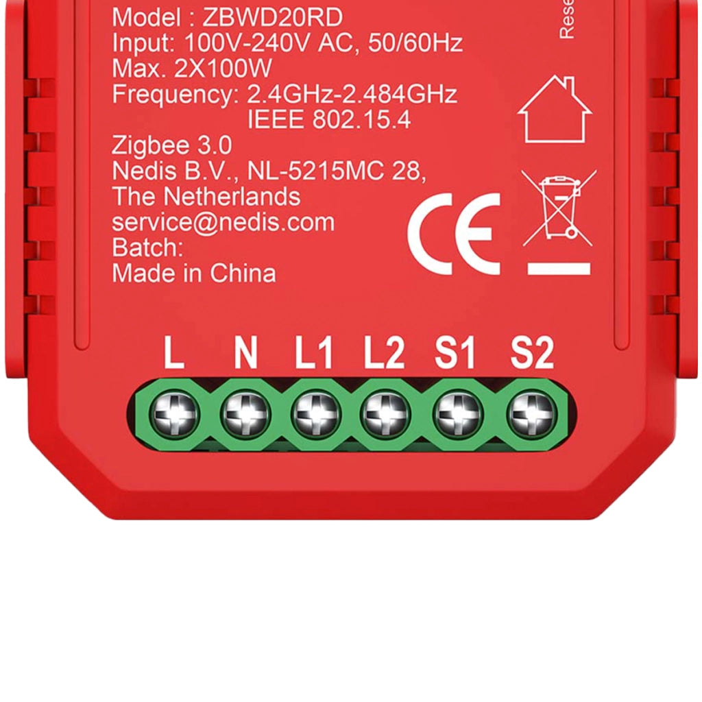 Interruttore Connesso Zigbee 3.0 200W per Doppio Dimmer Rosso Nedis
