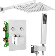 Doccia Esterno Regolabile 40cm in Acciaio Inox con Valvola di Regolazione e Maniglie in Poliester