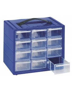 Cassettiera Monoblocco in Resina antiurto con 12 cassetti infrangibili e 12 divisori estraibili - Modello Espace 12