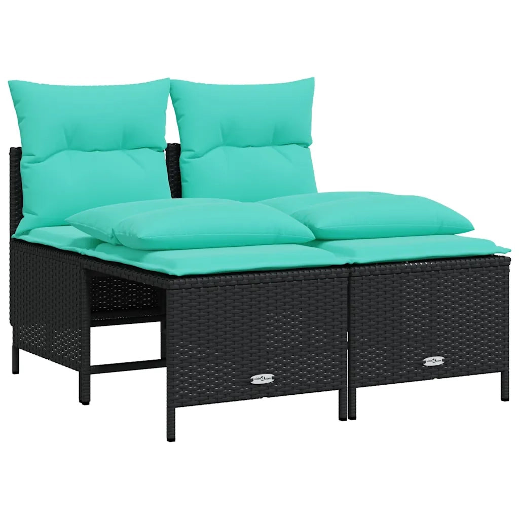 Set Divani da Giardino 4 pz con Cuscini Nero in Polyrattan 368379