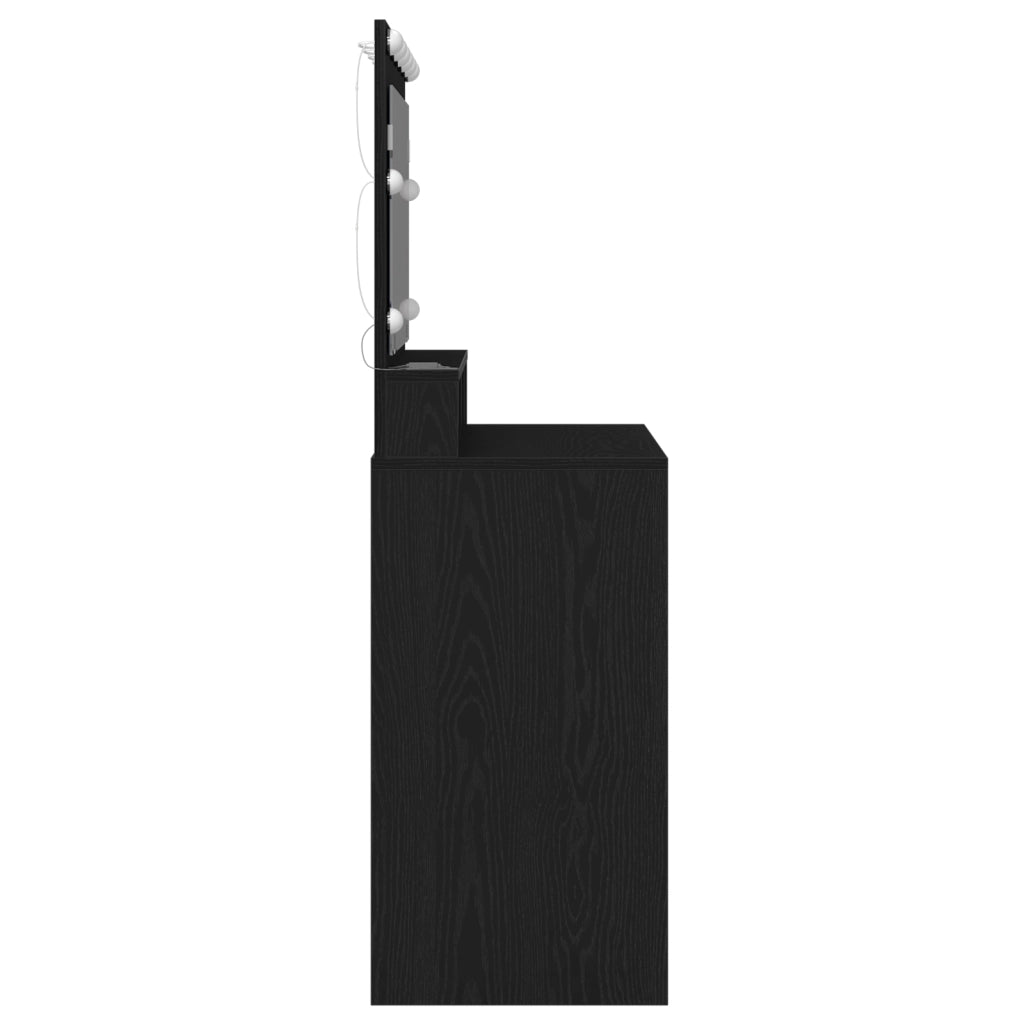 Specchio da Trucco con Luci LED Nero Rovere 100x41x135 cm