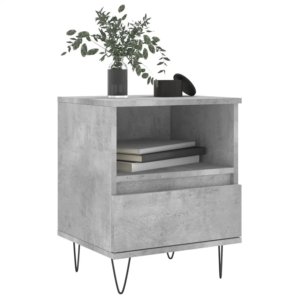 Comodino-Tavolino da notte Grigio Cemento 40x35x50 cm in Legno Multistrato 997151