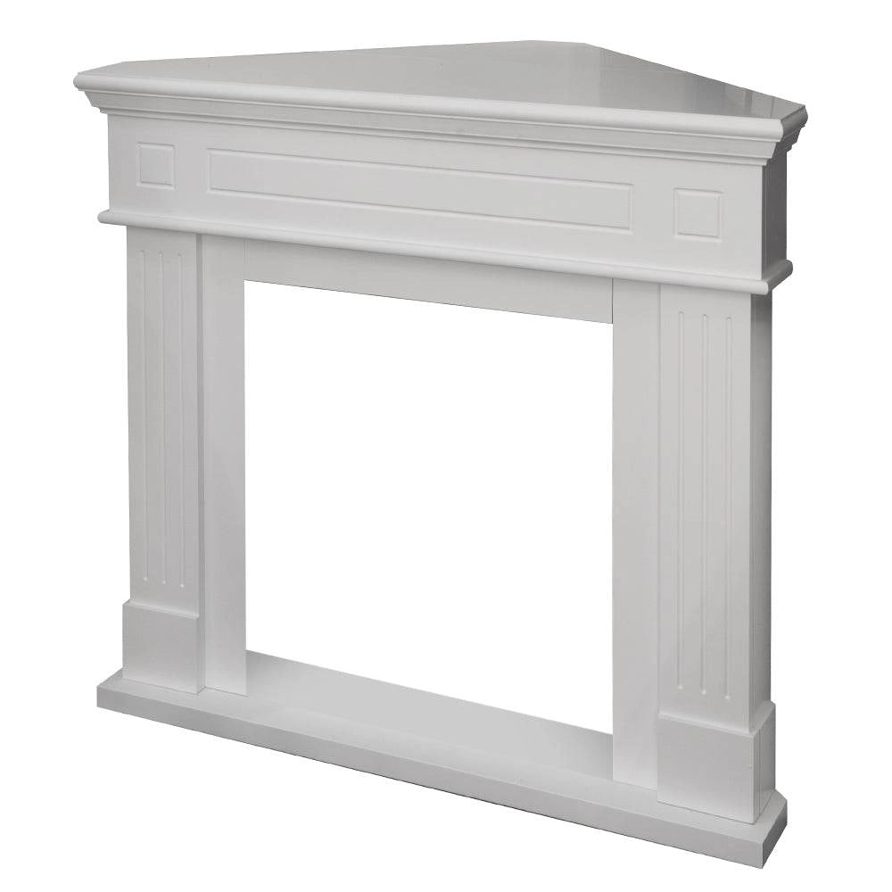 Cornice per Camino ad Angolo Rivestimento in Legno Ford Bianco