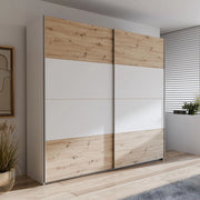 Armadio Elio 2 ante scorrevoli rovere e bianco 220x61x210.5H