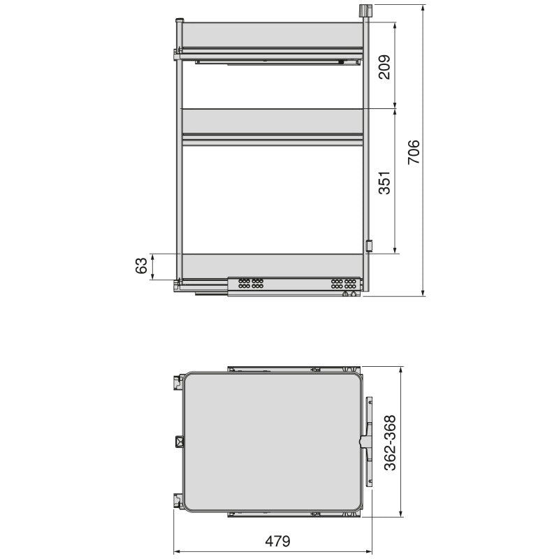 Portabottiglie laterale estraibile Harmony con chiusura soft, Modulo larghezza 150mm altezza 800mm, Acciaio e Legno, G..