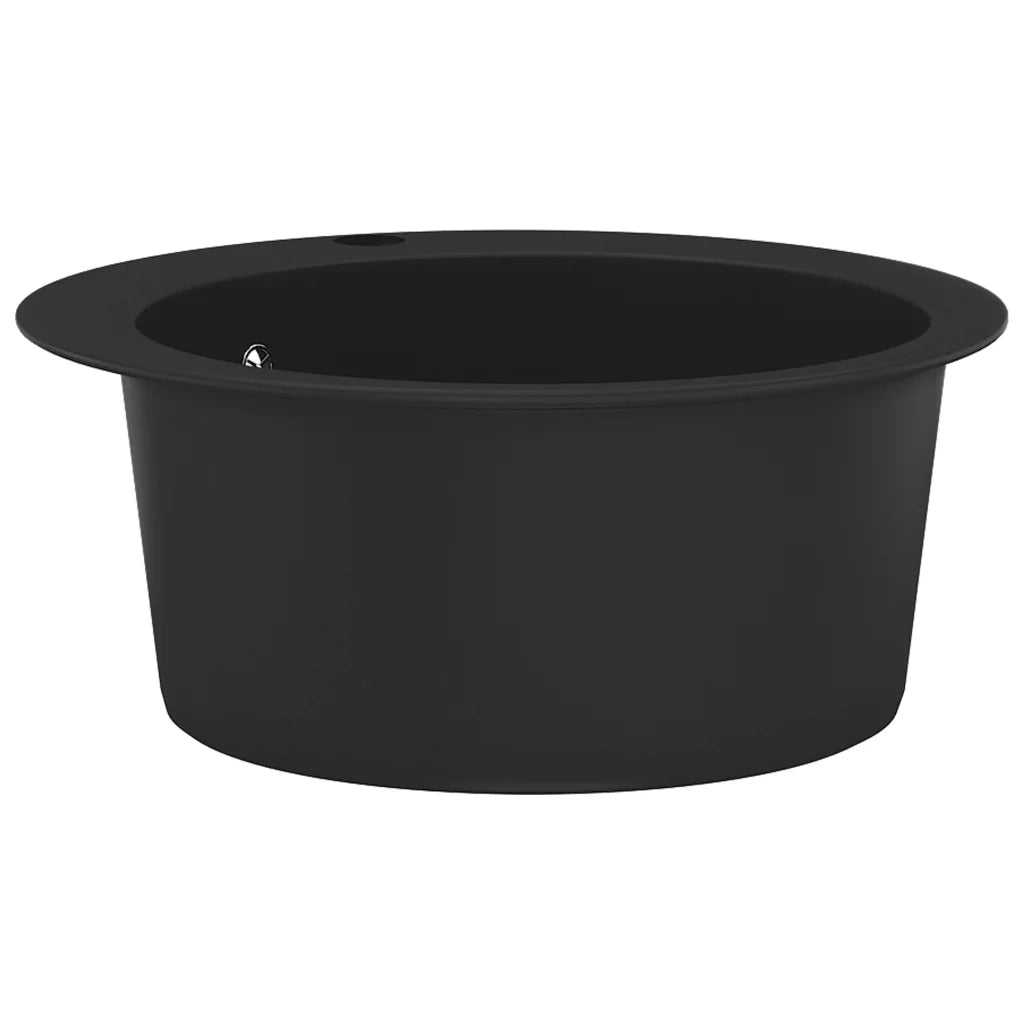 Lavello da Cucina in Granito Vasca Singola Circolare Nero CFW2715666