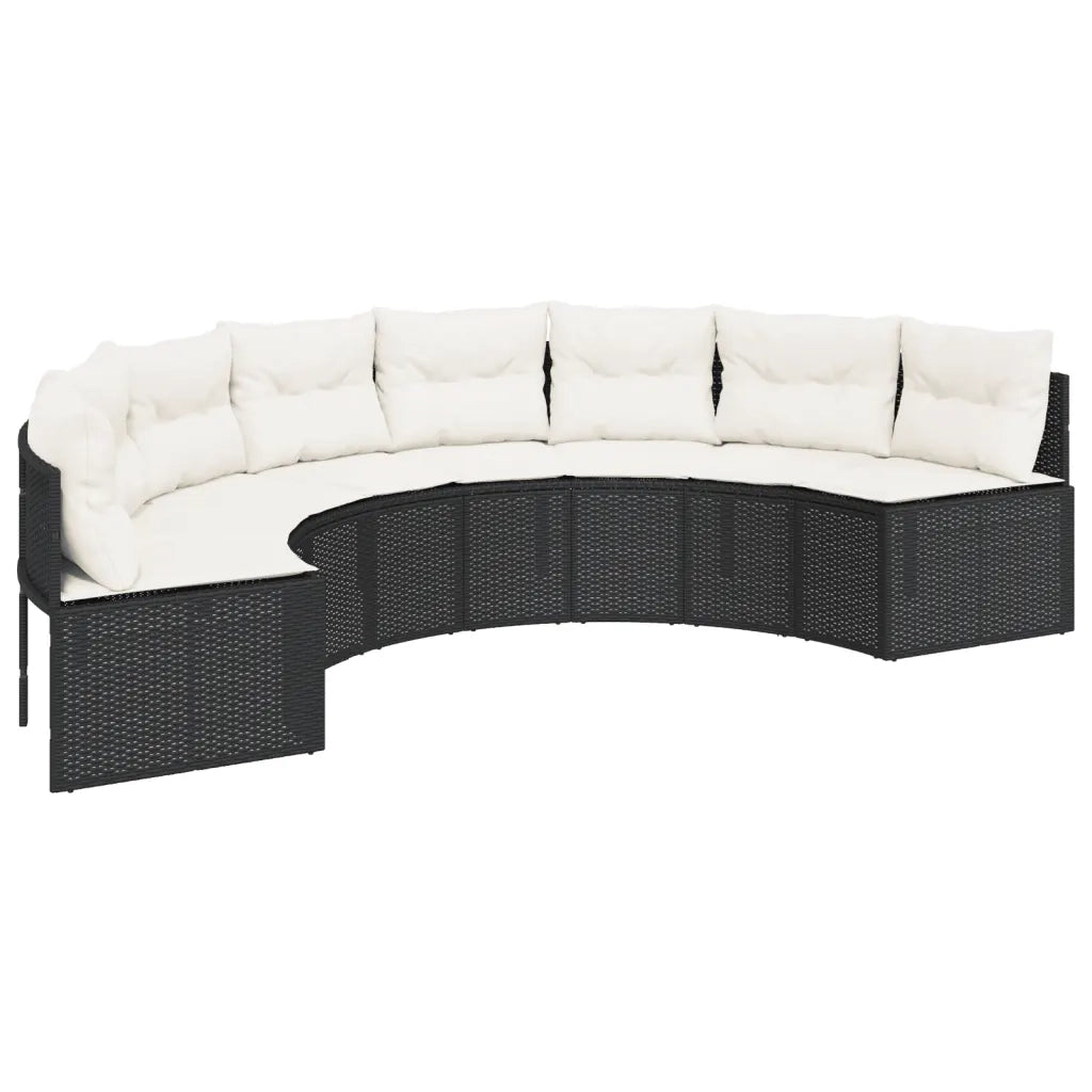 Divano Giardino Tavolo e Cuscini Semicircolare Nero Polyrattan 3318530