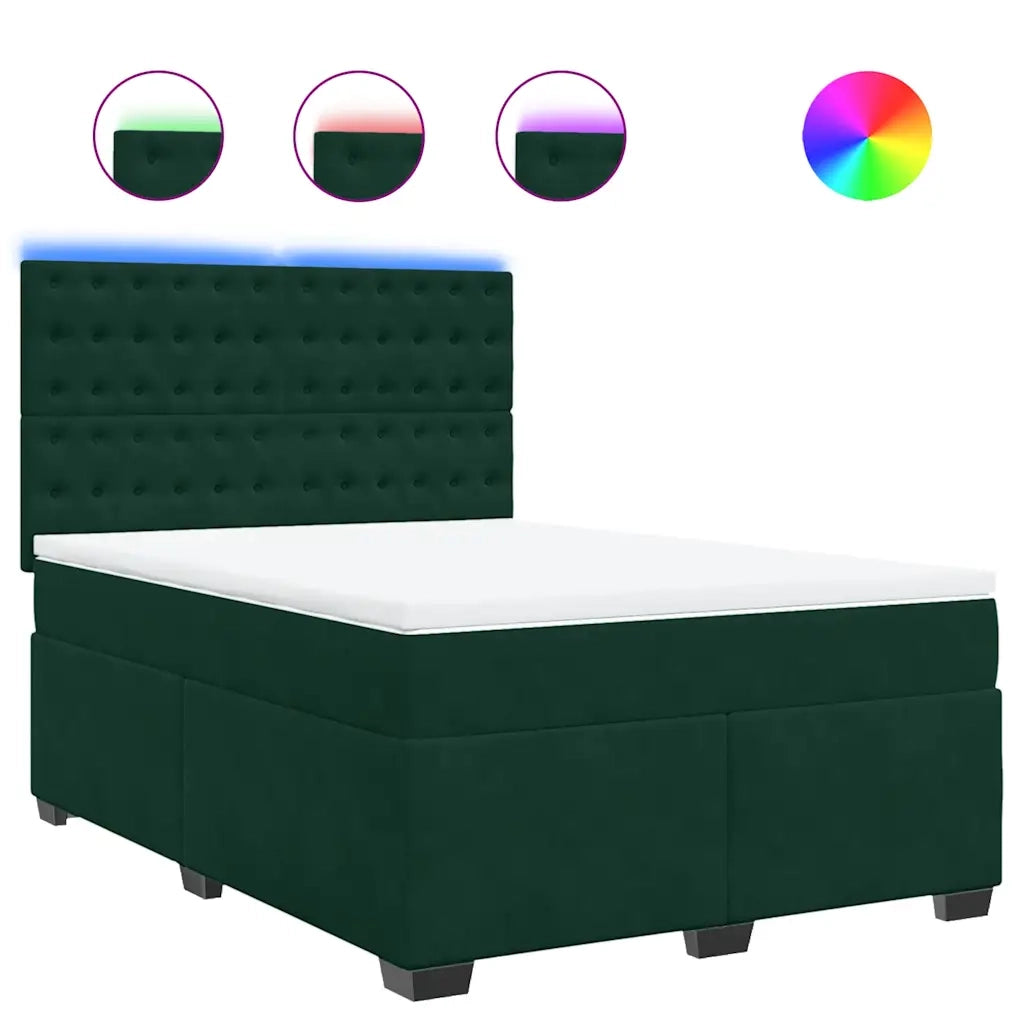 Giroletto a Molle con Materasso Verde Scuro 160x200 cm Velluto